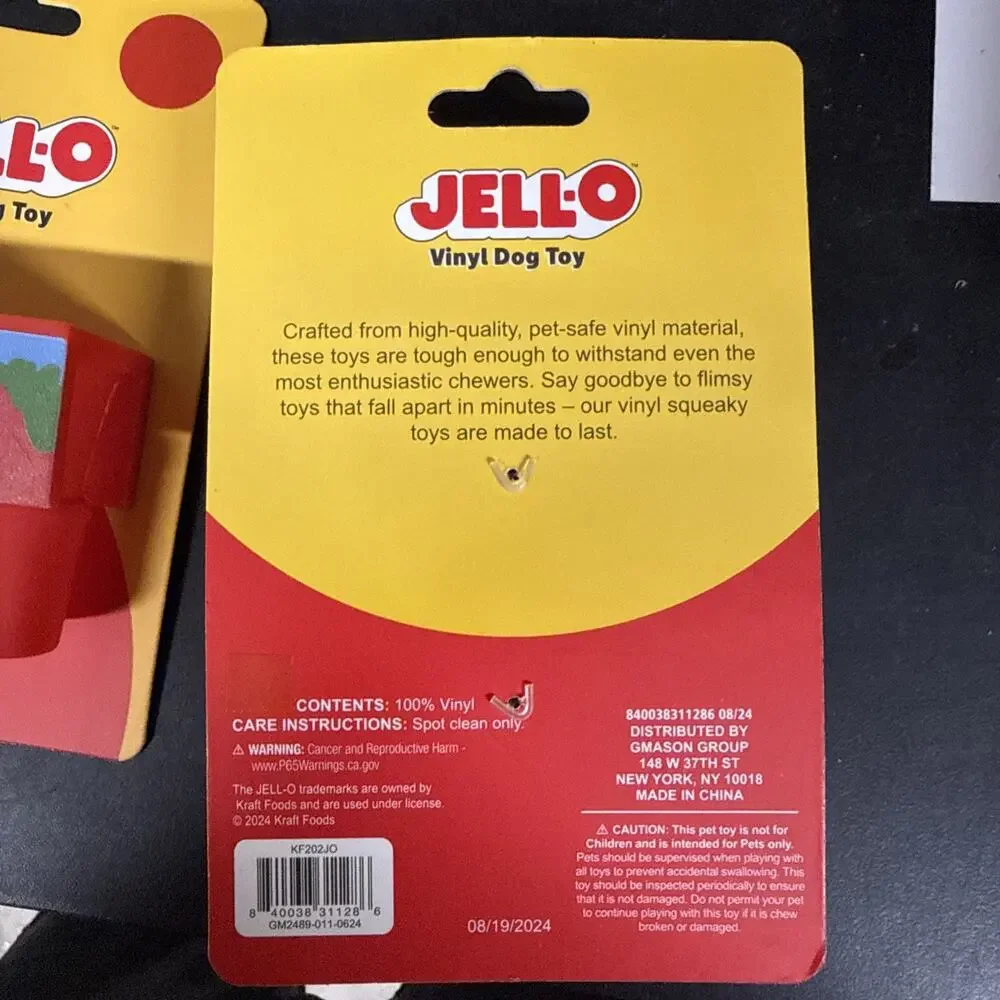 3 Jell-O Strawberry Squeaky Vinyl Dog Toy LIMITED EDITION Limited Plastic Chew
